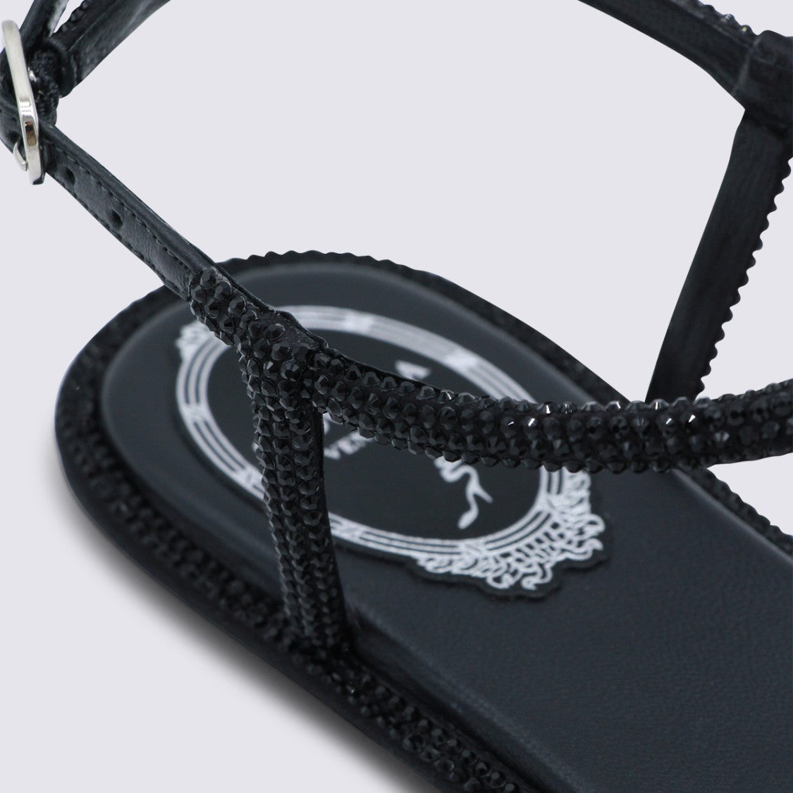 René Caovilla Black Leather Flats