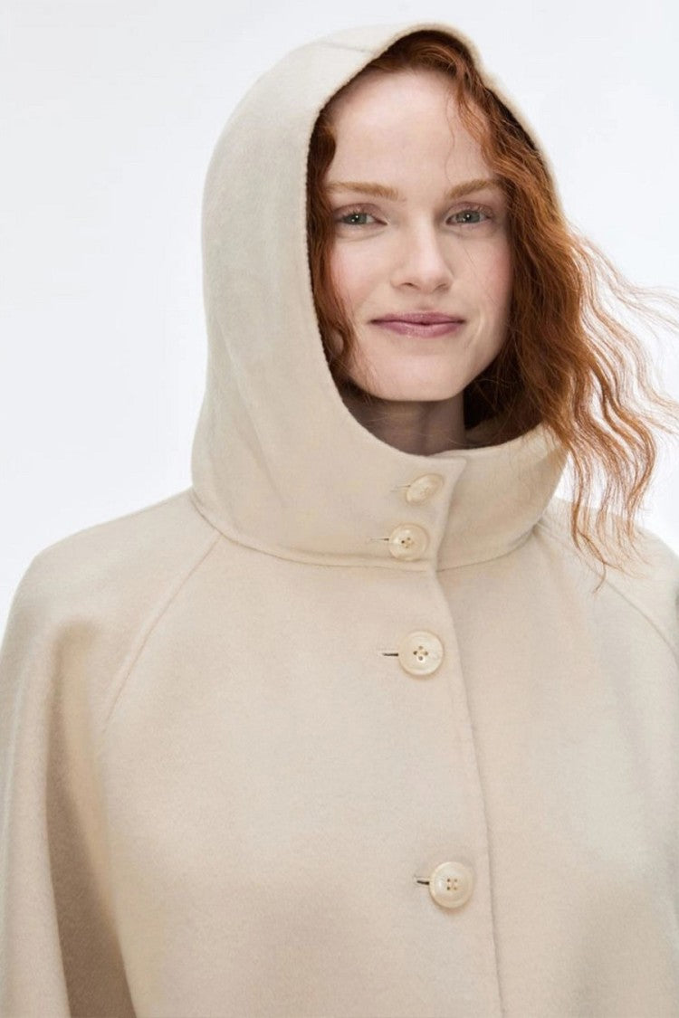 I Blues Cream Hooded Cape-Style Jacket