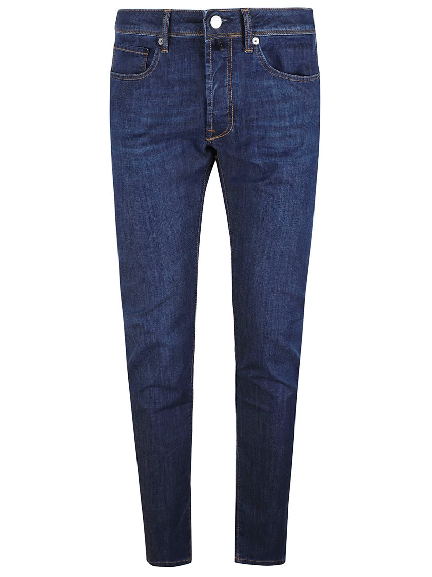 Incotex Slim-Fit Five-Pocket Denim Pants In Deep Blue