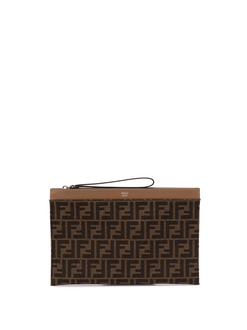 Fendi `Ff` Jacquard Flat Pouch Medium