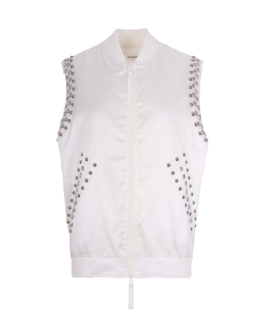 P.A.R.O.S.H. Sleeveless Bomber Jacket With Studs