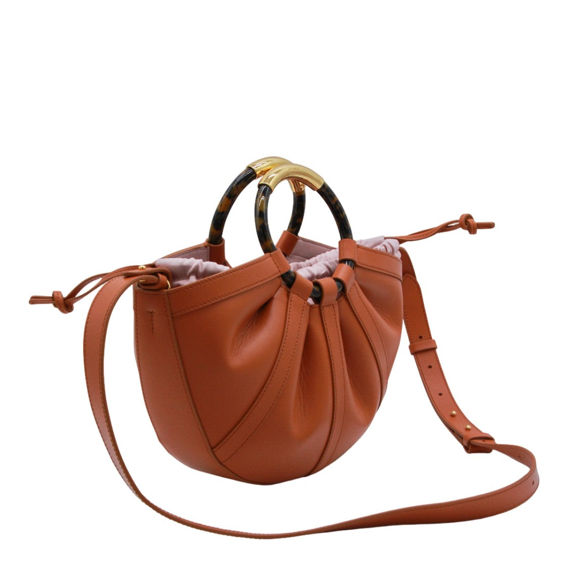 Coccinelle Semi-Circular Pleated Bag With Tortoiseshell Handle