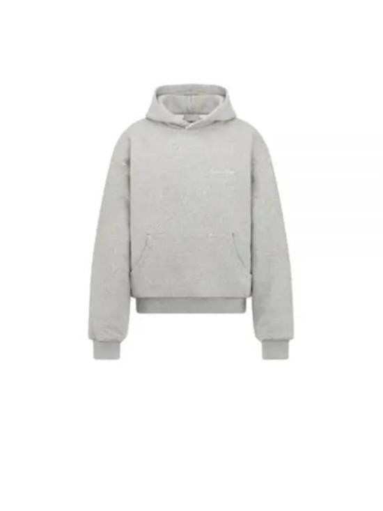 Christian Dior Grey Cotton Hoodie With Classic Kangaroo Pocket