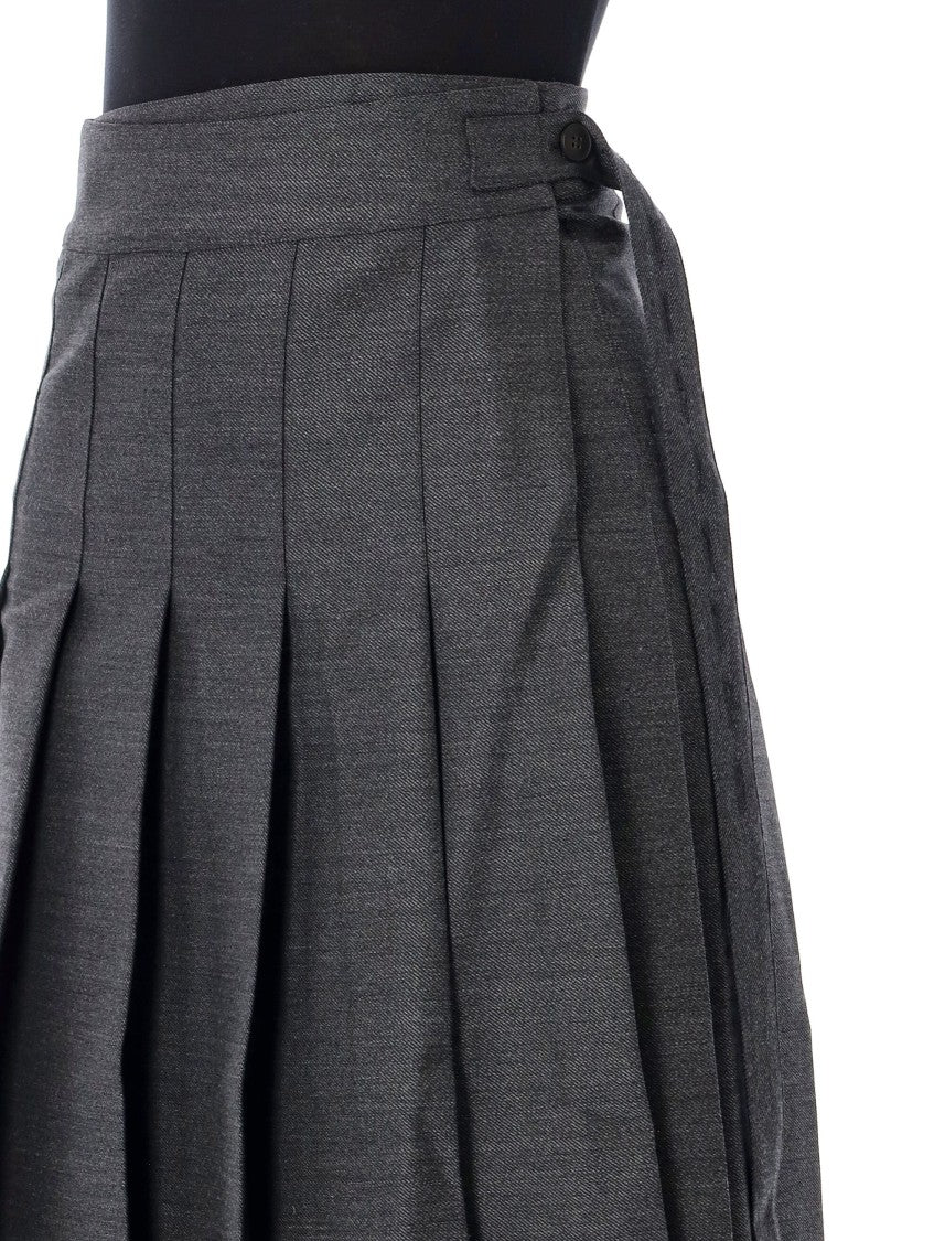 Róhe Pleated Wrap Wool-Blend Midi Skirt