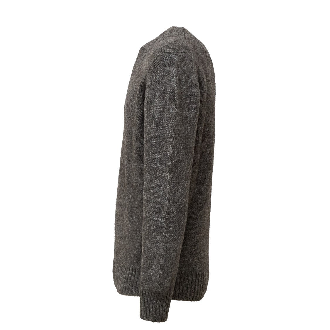 Fedeli Long-Sleeve Grey Crew Neck Sweater With Ribbed Detailing