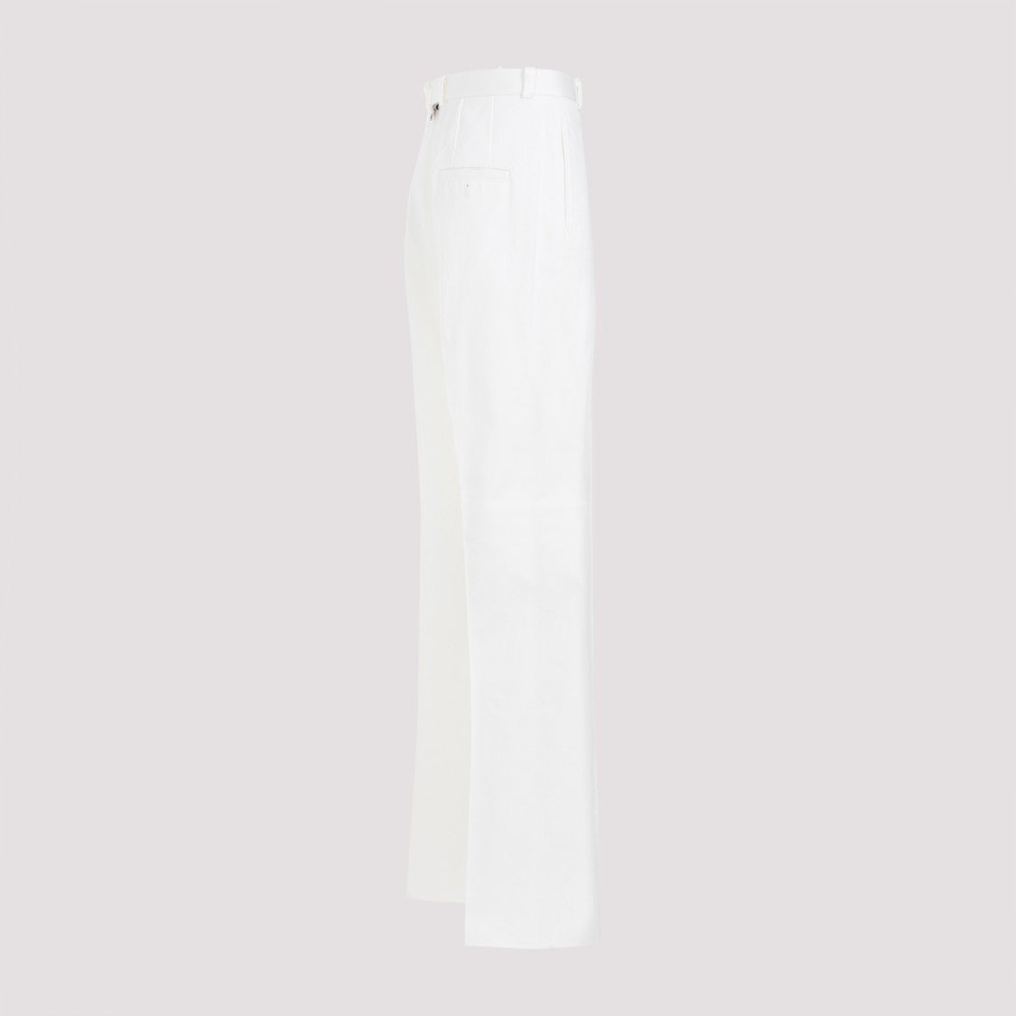 Thom Browne Straight Leg White Cotton Chino Pants
