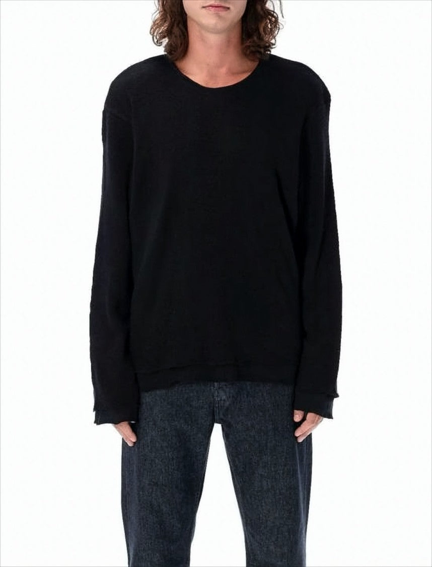 Our Legacy Relaxed-Fit Black Wool Sweater With Raw Edges