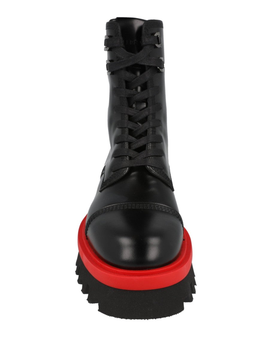 Ferragamo Kira Leather Combat Boots