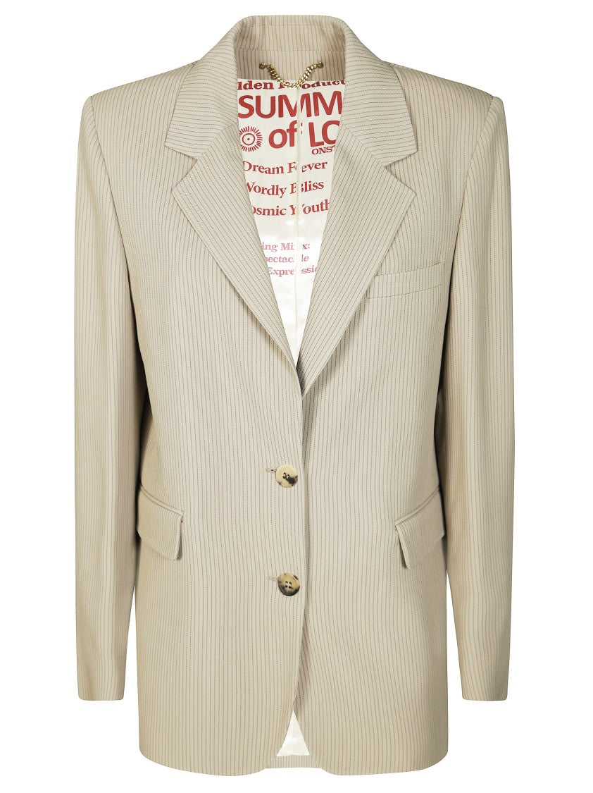 Golden Goose Pinstripe Oversized Blazer With Notched Lapel