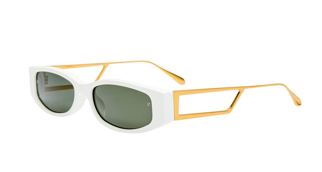 Linda Farrow Lfl Oversized White Frame Sunglasses With Gold-Tone Temples