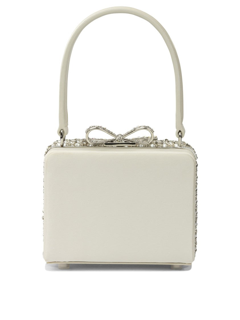 Self-Portrait Pearl Appliqué Handbag With Decorative Bow
