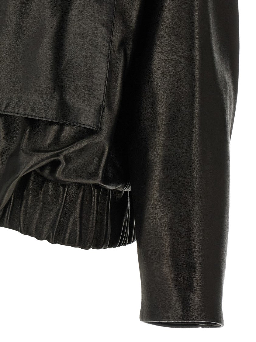 Khaite Plongé Leather Blouson Jacket With Silky Cupro Lining