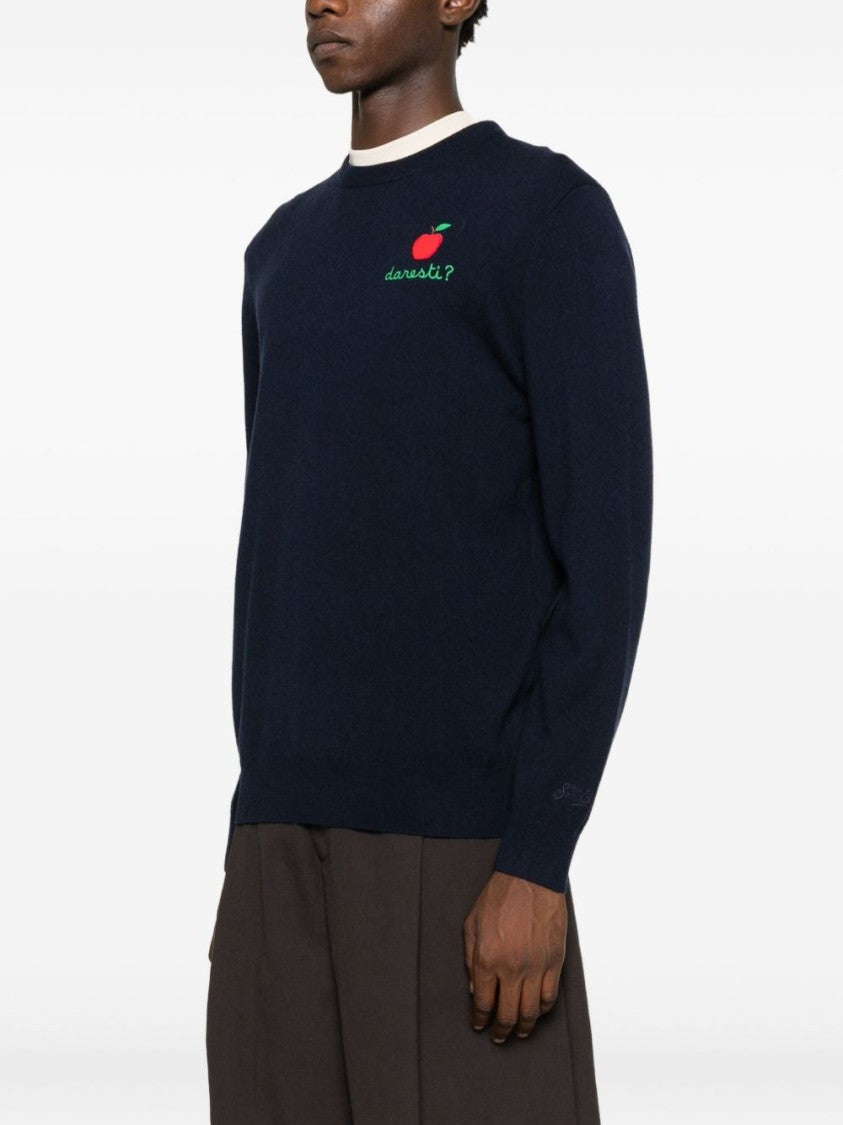Mc2 Saint Barth Crew Neck Sweater With Apple Embroidery