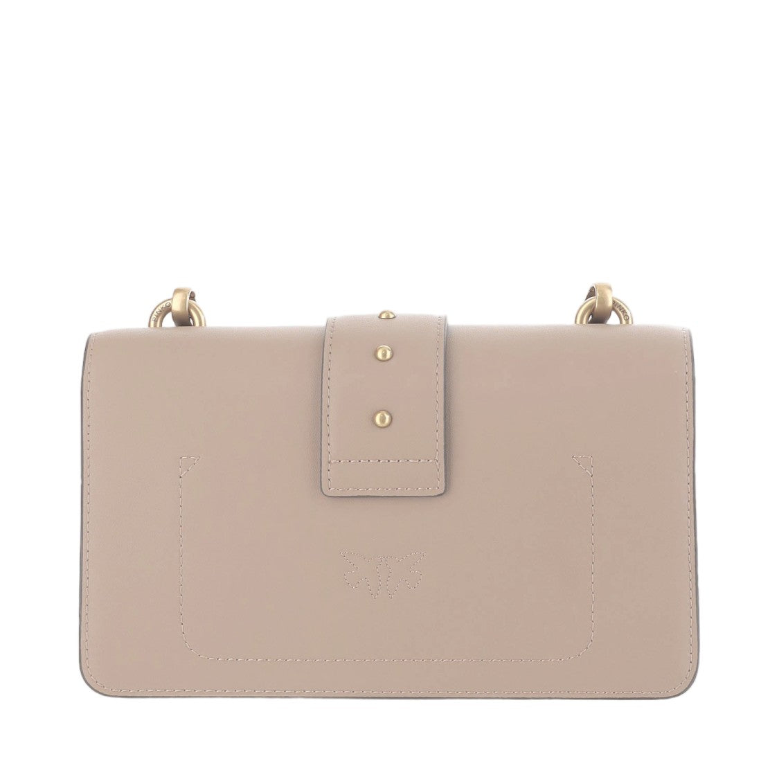 Pinko Love One Mini Beige Leather Shoulder Bag