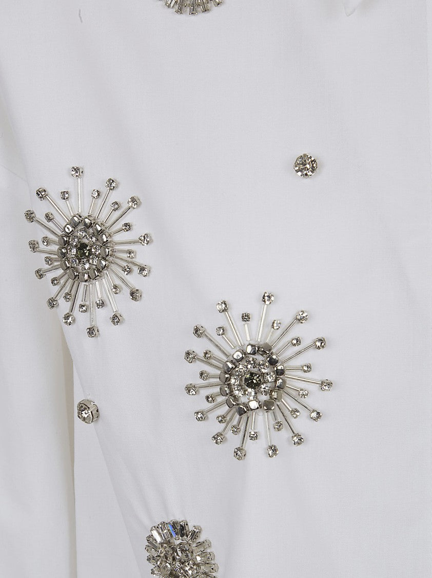 Pinko Embellished White Shirt With Starburst Patterns
