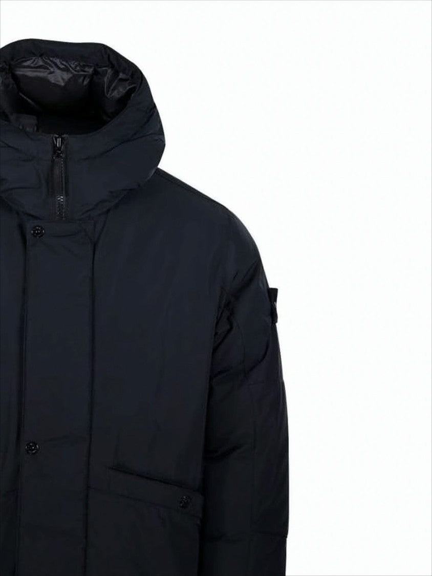 Stone Island Padded Casual Jacket With High Collar And Hood