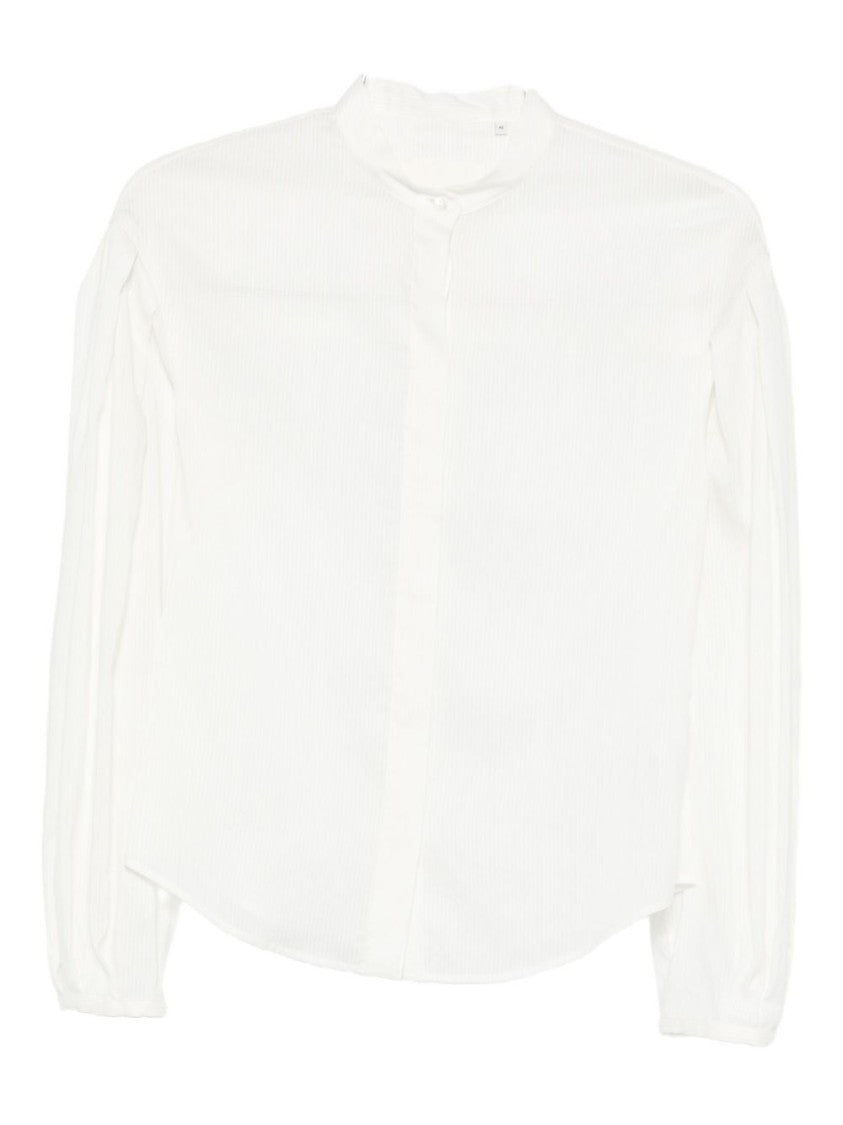Xacus Long-Sleeved White Blouse With High Neckline