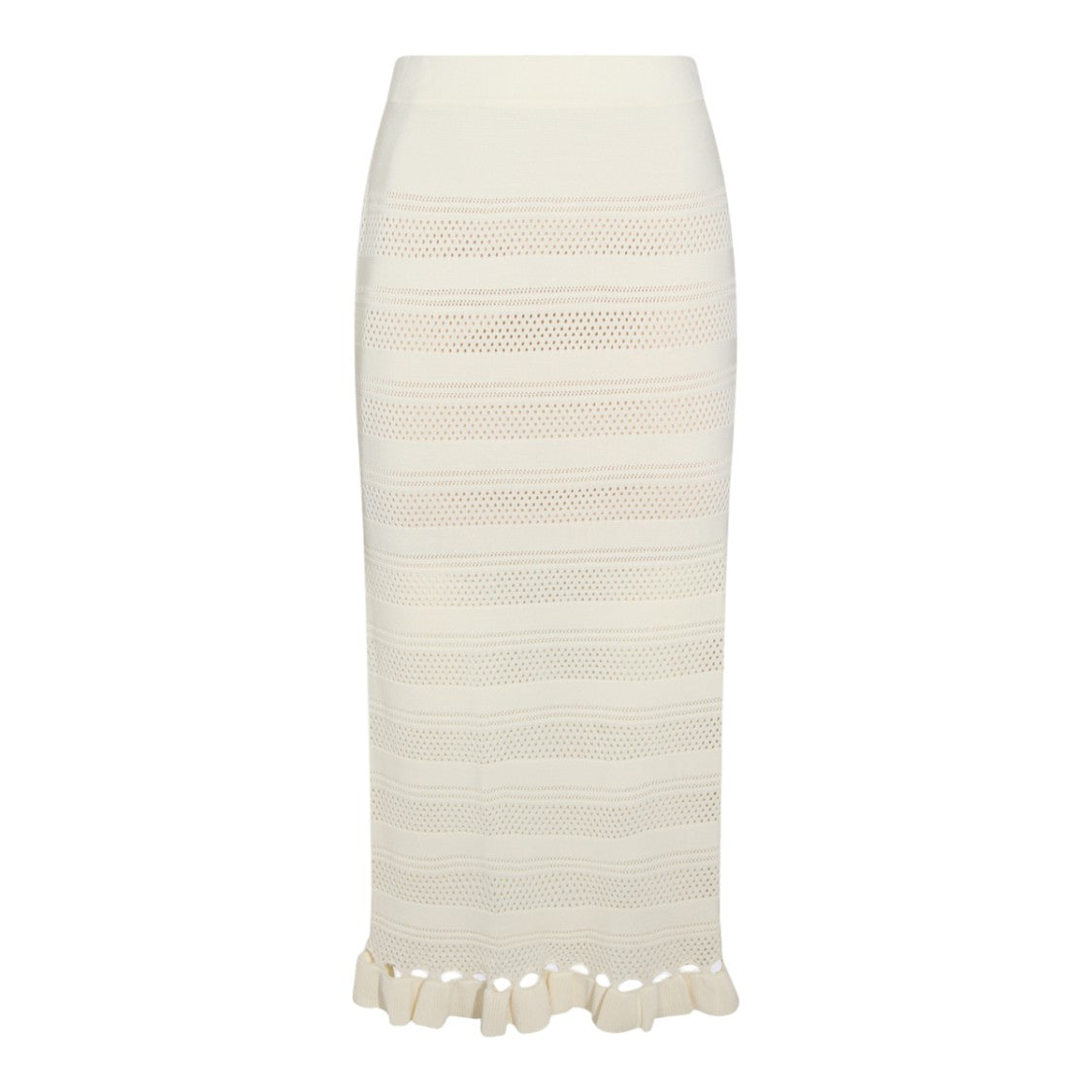 Twin-Set Knit Midi Skirt With Ruffled Hem