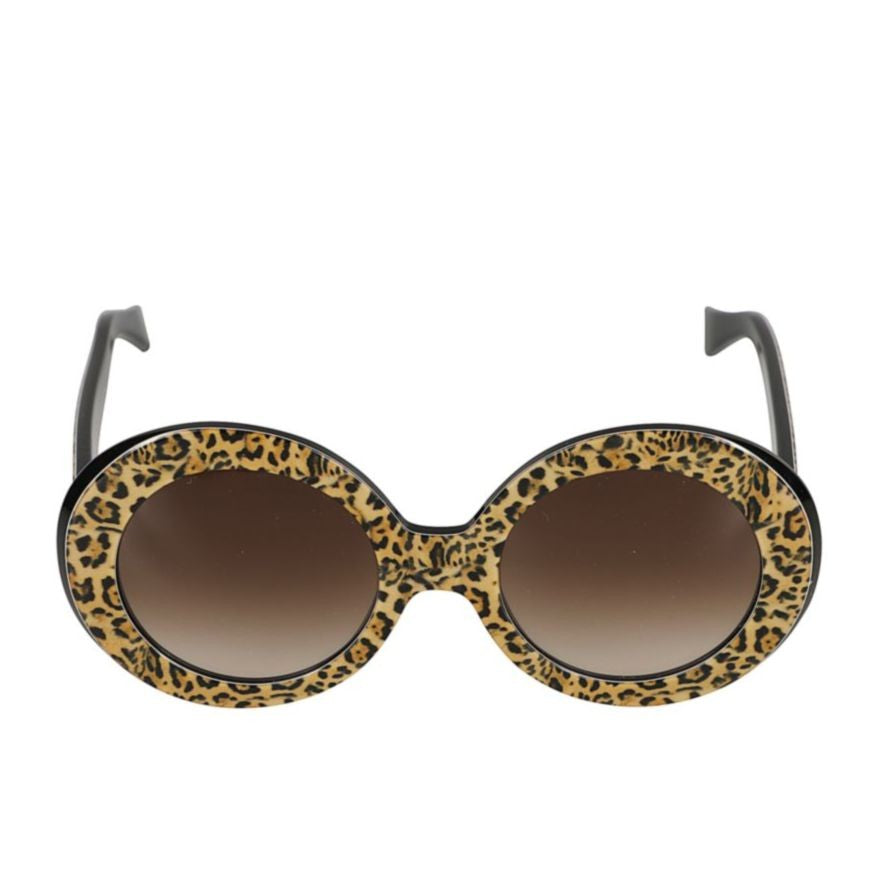 Kador Audrey Bold Leopard Print Round Sunglasses