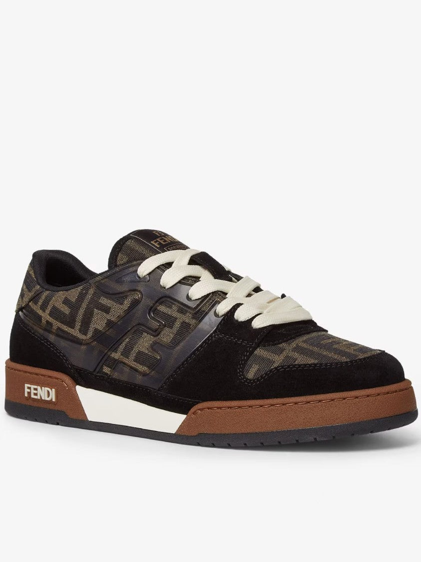 Fendi Dark Brown Monogram Suede Low-Top Sneakers