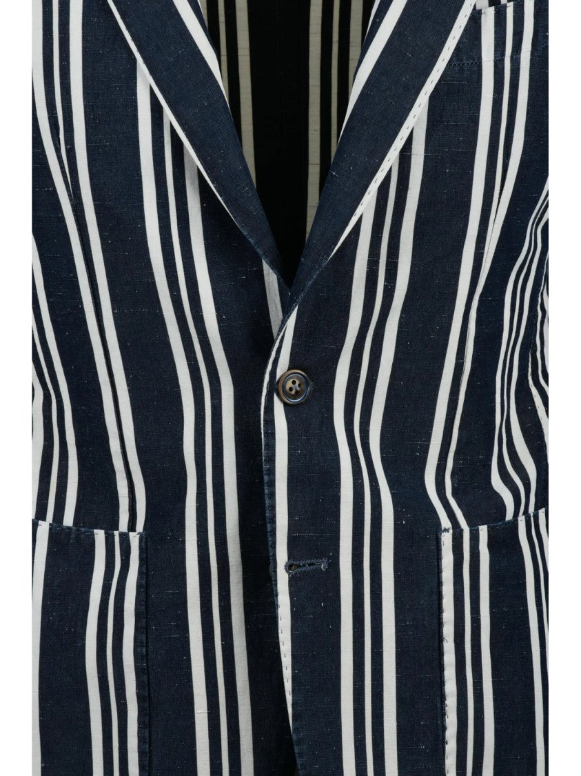 L.B.M. 1911 Blue Cotton Linen Silk Blazer Jacket