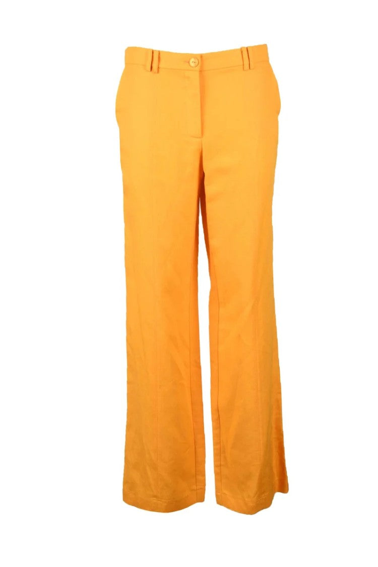 Patrizia Pepe Viscose Linen Trousers - Orange