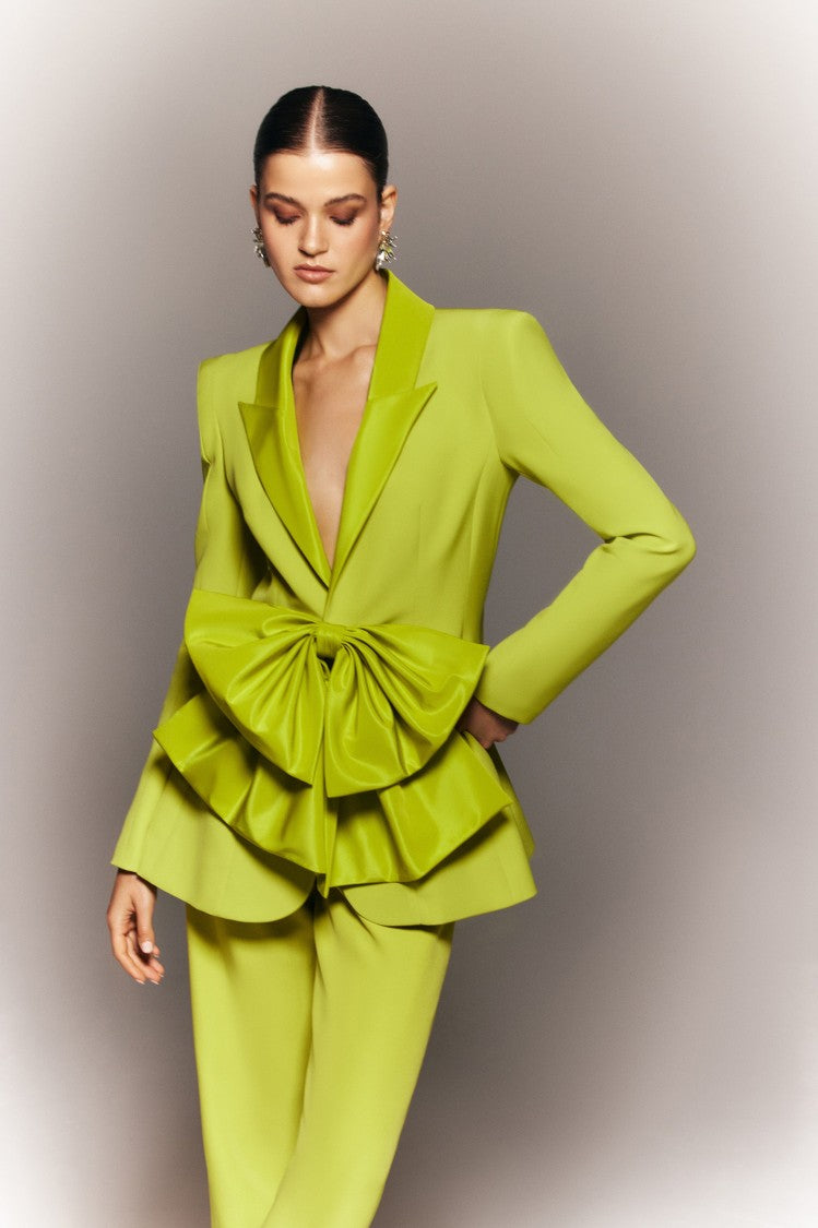 Saiid Kobeisy Lime Green Straight-Fit Pants