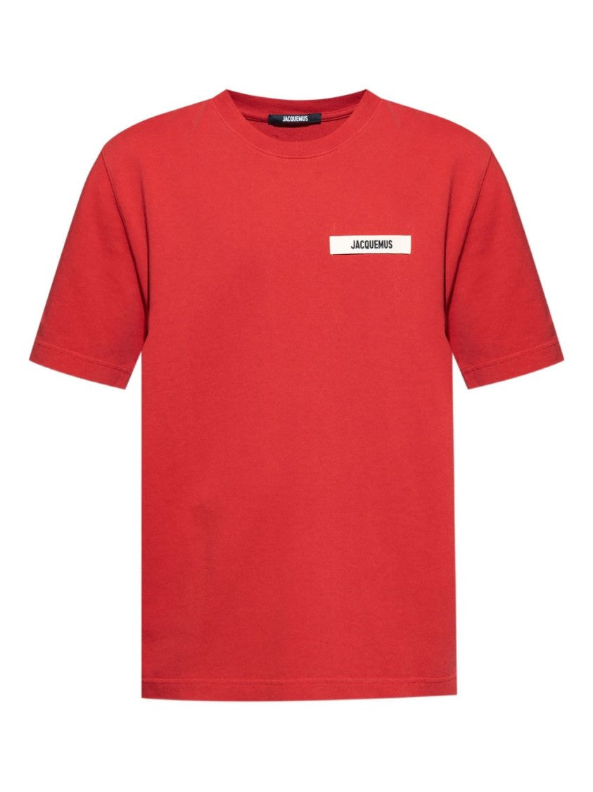 Jacquemus Red Logo Patch Crew Neck T-Shirt