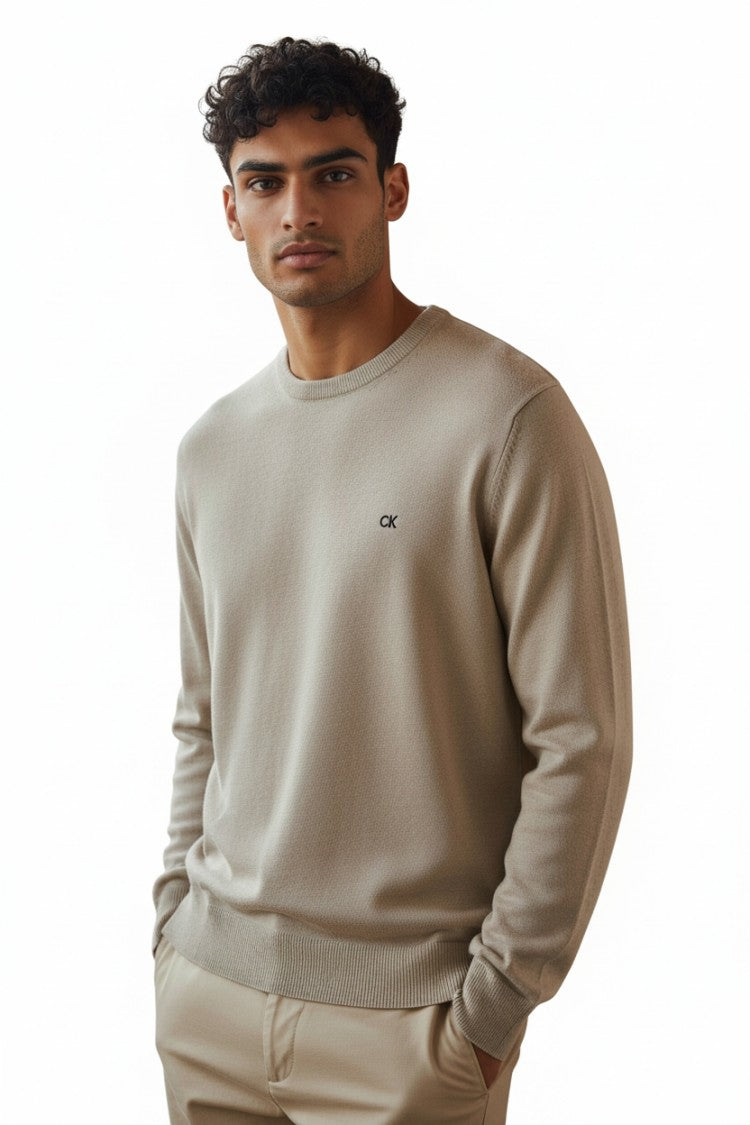 Calvin Klein Long-Sleeved Knit Top In Organic Cotton