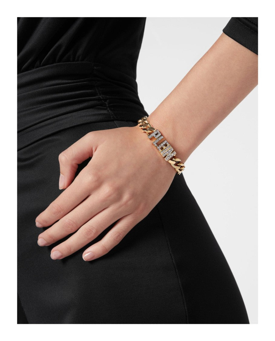Philipp Plein Bold Gold Chain Bracelet With Preciosa Crystals