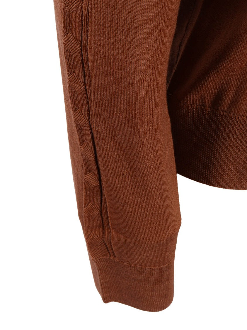 Ballantyne Fitted Wool Knit Pullover With Ribbed Neckline