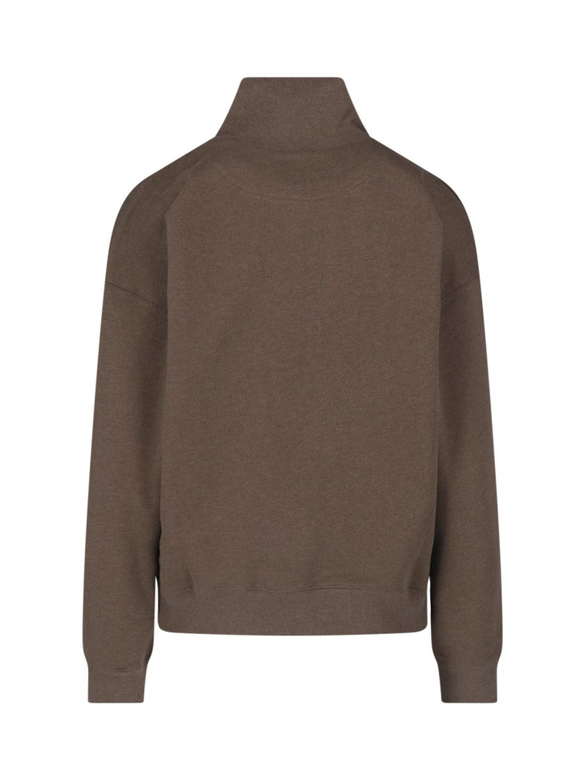 Maison Kitsuné Fox High Collar Zip Organic Cotton Pullover