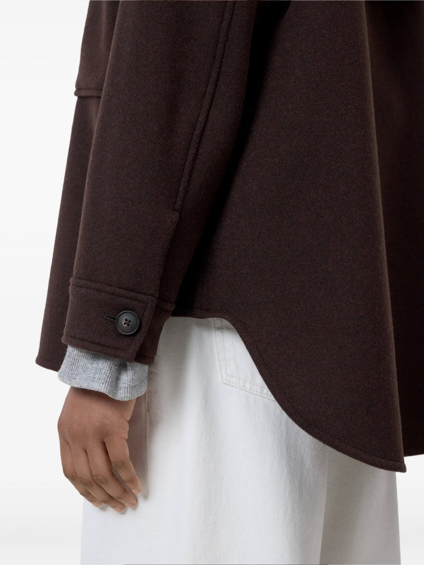 Closed Brown Boxy Collar Cotton-Blend Jacket