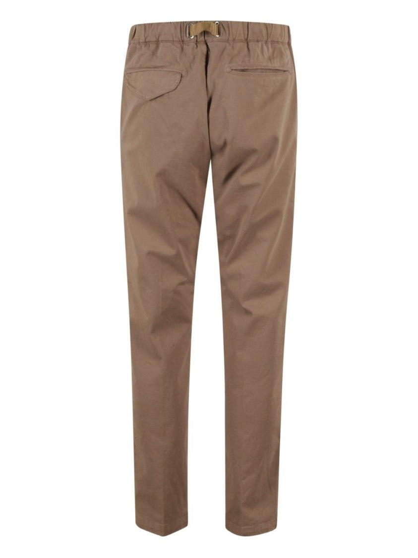 White Sand Tailored Brown Trousers With Adjustable Waist