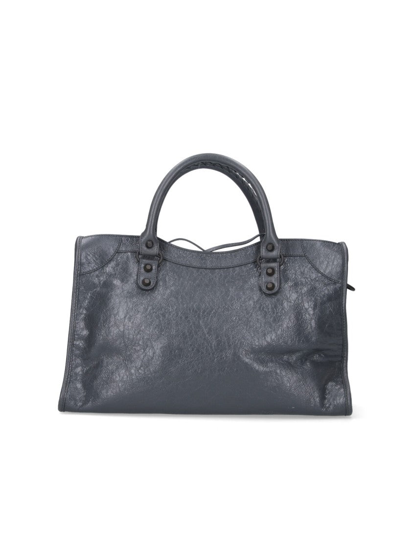 Balenciaga Textured Grey Crinkle Leather 'Le City' Bag