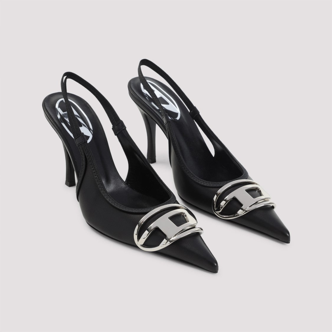 Diesel Slingback Pumps With Metallic Buckle Detail