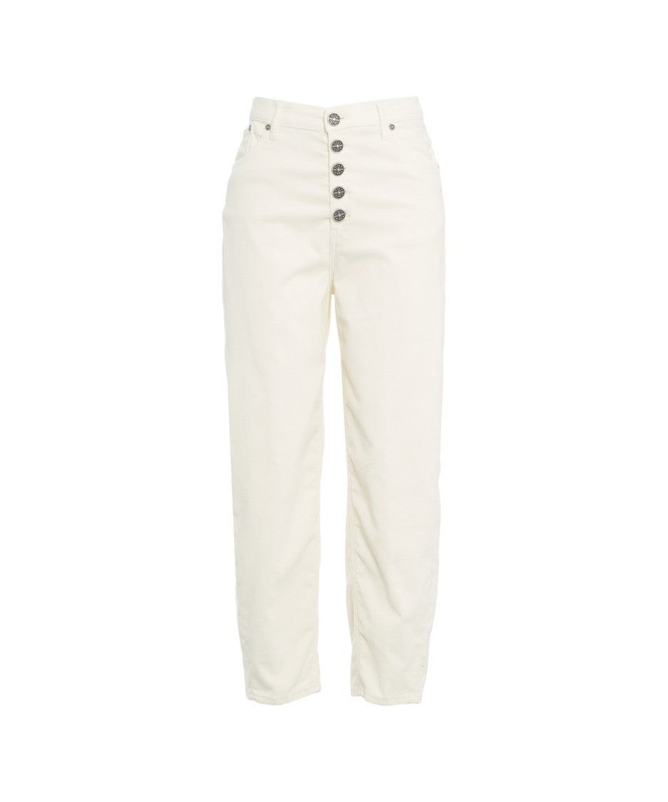 Dondup High Waist Relaxed Fit Trousers With Decorative Buttons