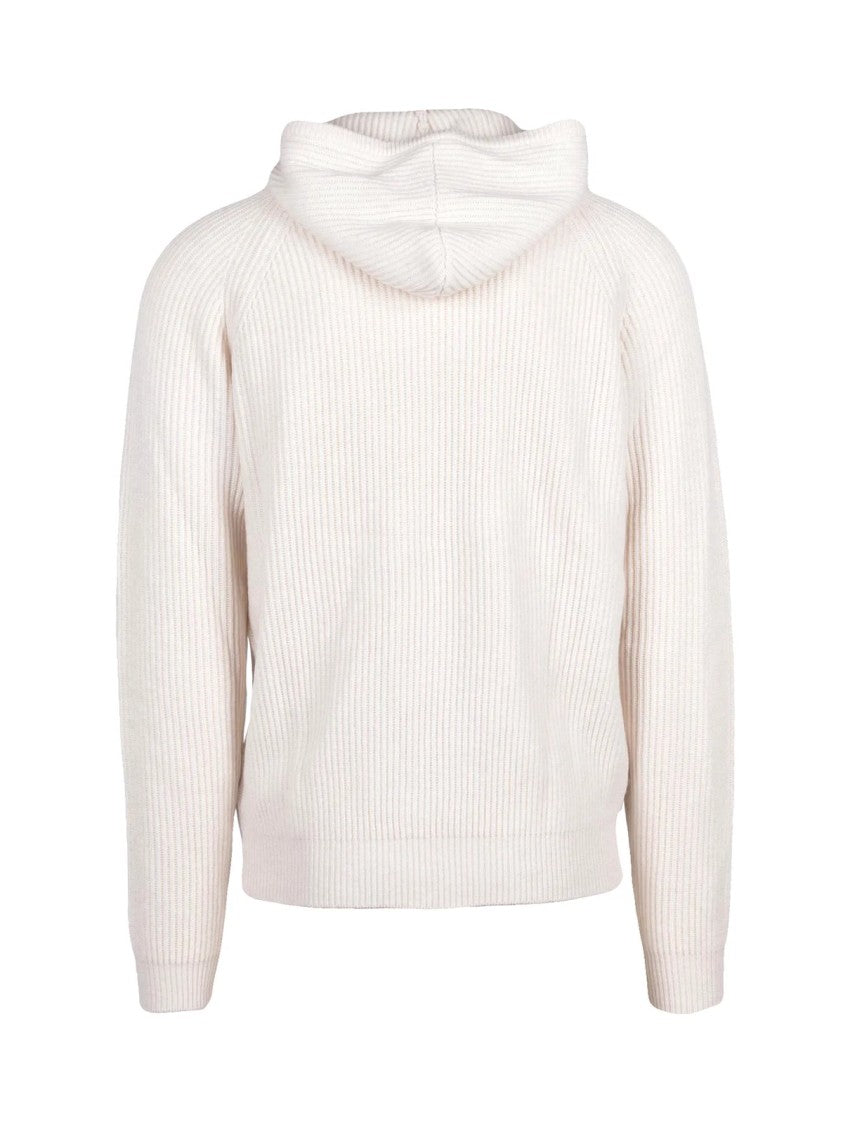 Mc2 Saint Barth Ribbed Knit Sweater With Raglan Sleeves In Neutral Beige