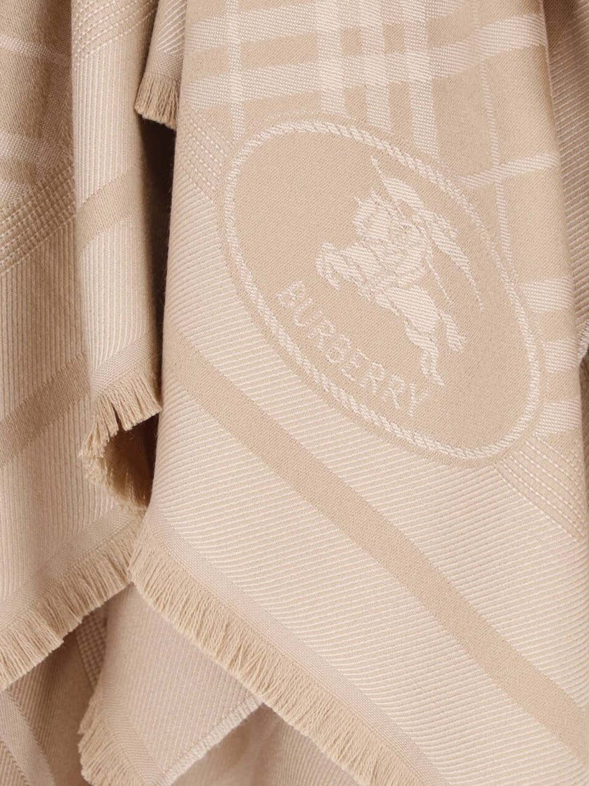Burberry Beige Check Wool-Blend Cape