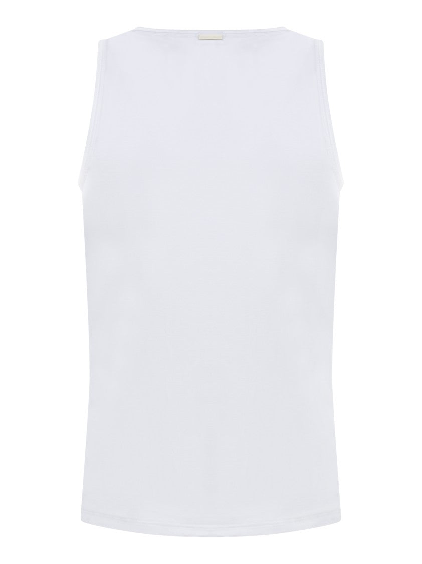Zegna Sleeveless White Top With Wide Shoulder Straps