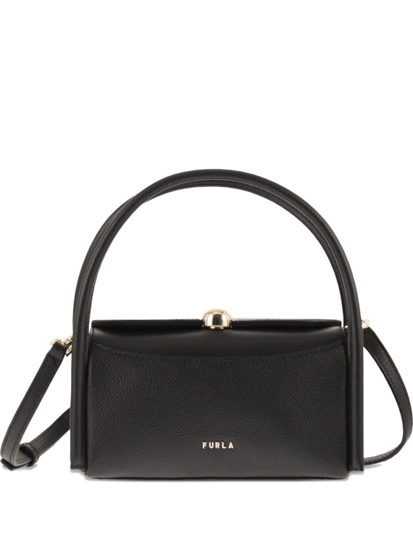 Furla Textured Leather Handbag With Structured Handle