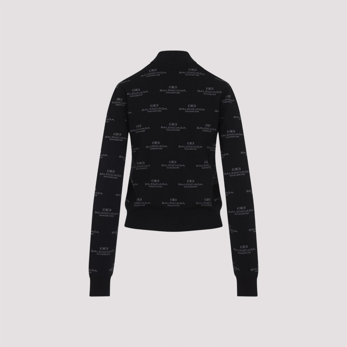 Balenciaga Black Wool All-Over Zip-Up Cardigan