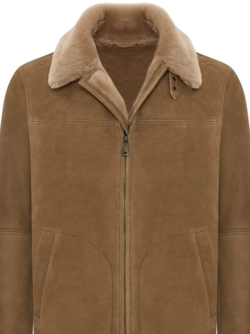 Bigardini Merillino Shearling Jacket With Plush Collar And Suede Finish