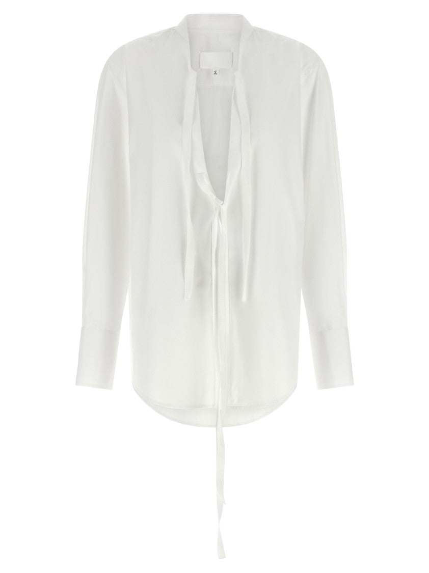 Maison Margiela V-Neck Poplin Shirt With Raw Trim