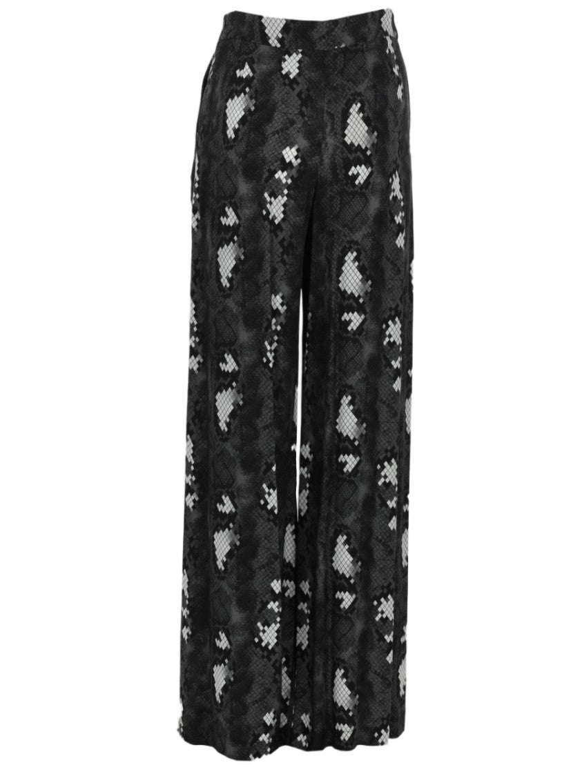Se-Ta Textured Wide-Leg Trousers With Snakeskin Pattern