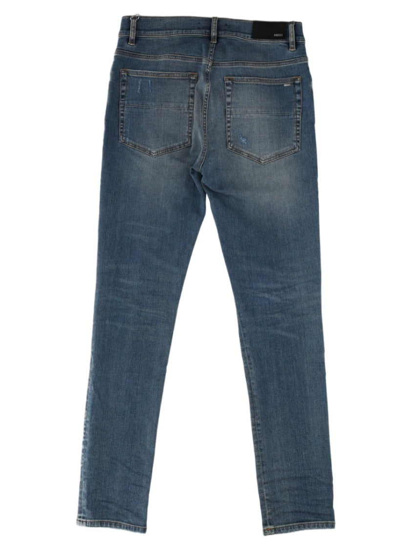 Amiri Distressed Striped Underlay Cotton-Blend Jeans
