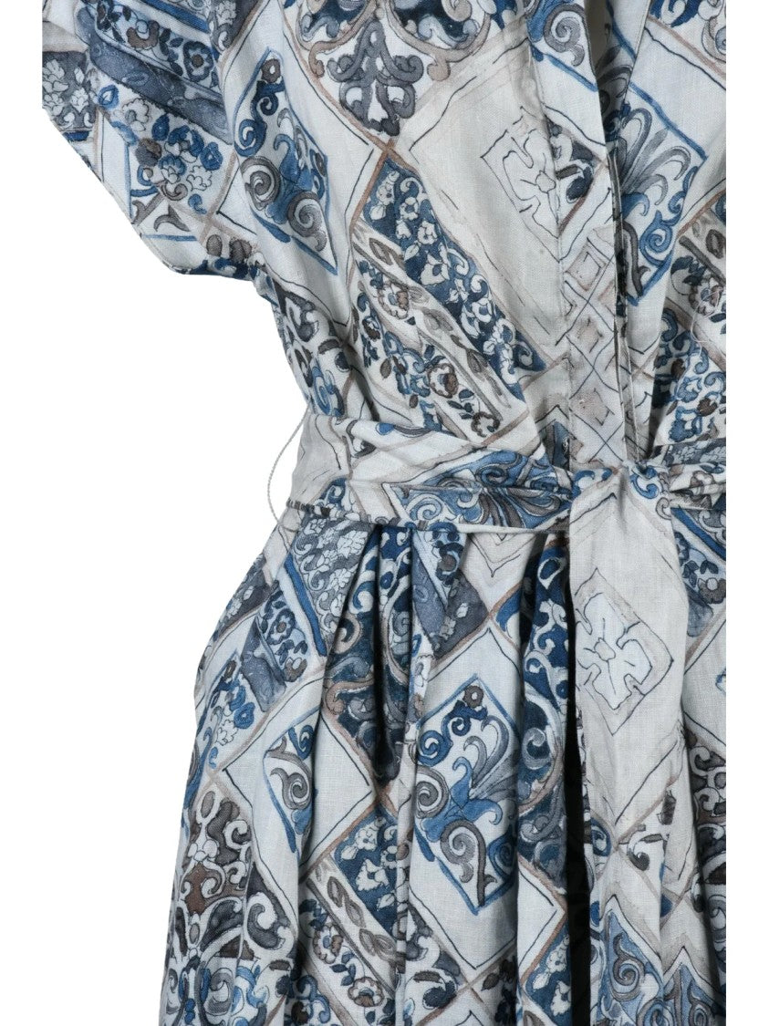 Eleventy Blue Linen Shirt Dress