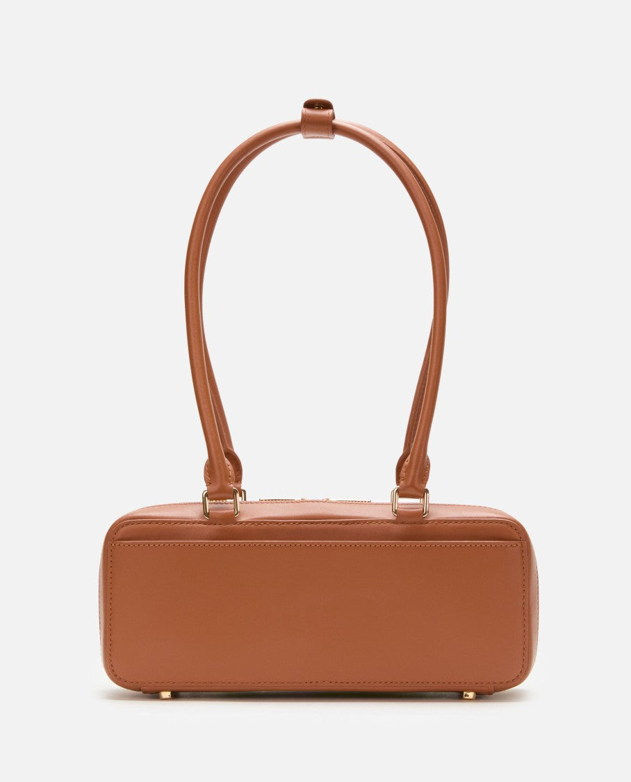 Self-Portrait Tan Leather Baguette Shoulder Bag With Charm