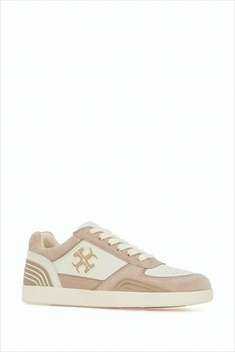 Tory Burch Low-Top Lace-Up Sneakers With Signature Emblem