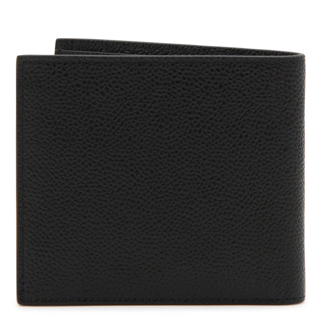 Thom Browne Textured Black Leather Wallet With Snap Closure